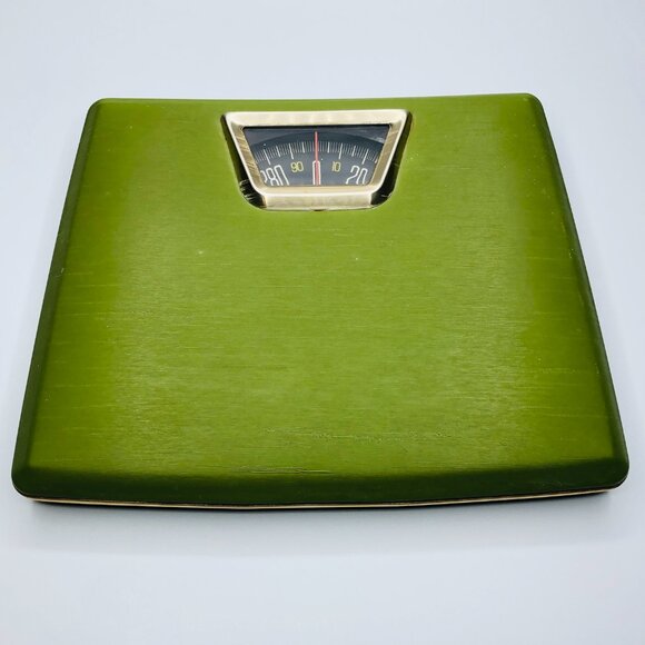 Vintage BORG Avocado Olive Green Personal Bathroom Scale 300lbs MCM Lifestyle - Picture 2 of 15